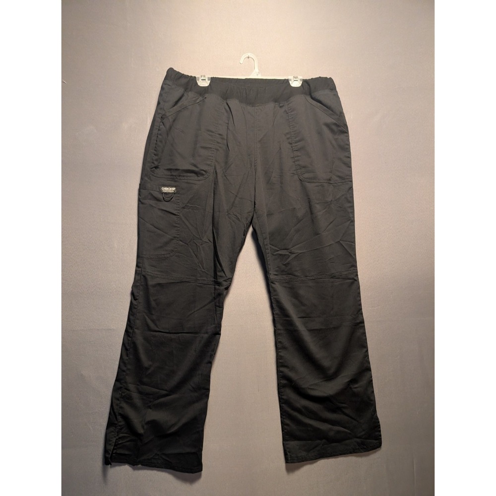 Cherokee Workwear Revolution Scrub Pants Womens XL Black Mid Rise Straight Leg